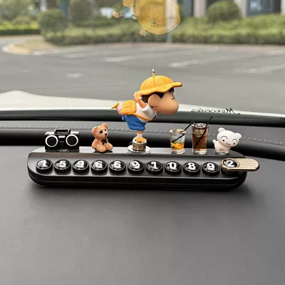 Interior Accessories, Car Decoration for – Nömrəli dayanma kartı - rotating-model-dancing-shin-chan-standing-xiaobai-radio-bear-lemon-tea-american-style-black-aromatherapy-number-plate