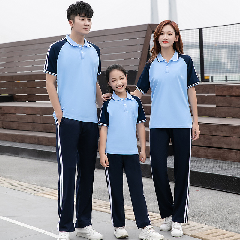 School Uniform Summer Primary and Secondary School Students Sports Short-Sleeved T-Shirt Suit Junior High School College Class Uniform Group Uniform Factory Wholesale