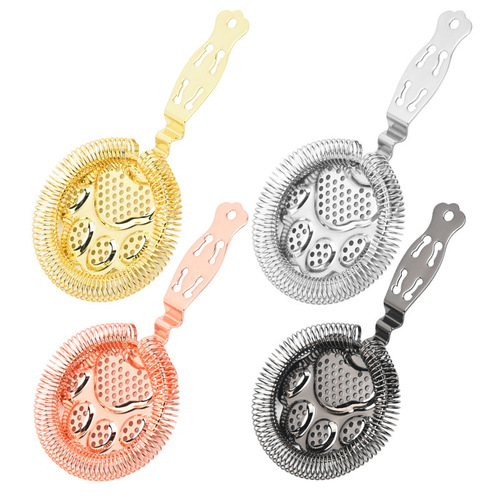 Cross-border new product cocktail mixer 304 stainless steel ice separator wine filter bartending tools bear paw ice filter