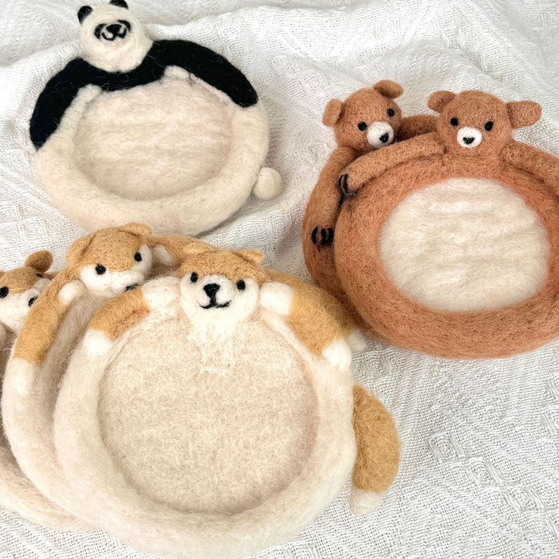 手作りウールフェルト重工かわいい動物コースター通動物コースター断熱マットINSシンプルな風完成品|undefined