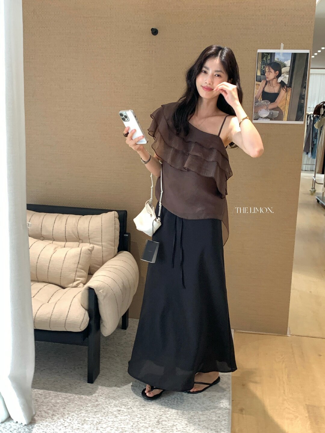 Chân váy chữ A nữ dài mắt cá buộc dây phong cách thư giãn — màu đen, Màu cà phê, xanh lá cây, màu mơ chi tiết 31