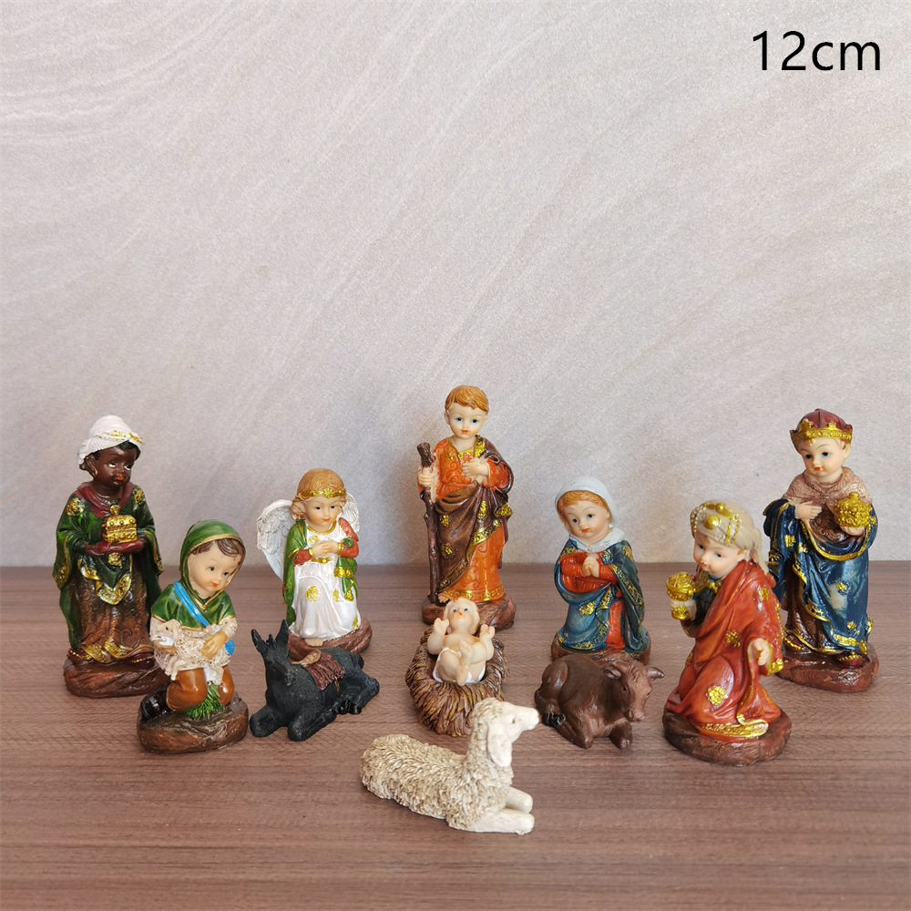 Adornos Navideños de Resina para Escena de Natividad de 12 cm, Decoración de Mesa para Iglesia, Figura N.° 50
