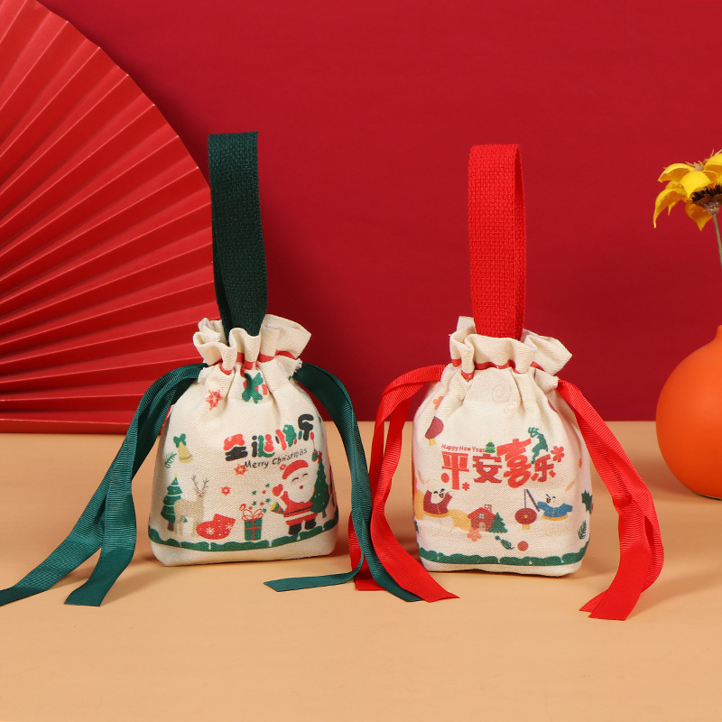 [크리스마스 사과 가방] 두 개의 임의의 머리; [스몰 사이즈 재고] 16*15*5