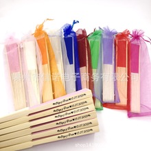 定制专供 21cm手工竹骨丝绸扇 跨境热卖派对装饰扇 精美纱袋包装