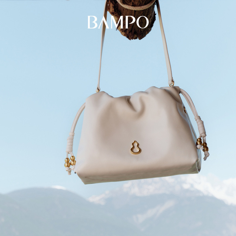 BAMPO 半坡願い雲バッグ小さな第一層牛革脇の下シングルショルダー 2025 新しいゴミ袋クロスボディバッグ|undefined