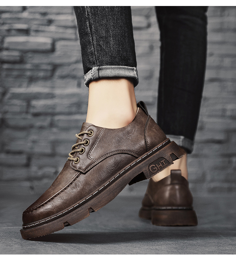 2024 new leather men, vintage style, polished work clothes, business formal, casual, young people, board shoes for men_voghion.com