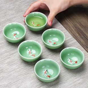 Kung Fu Tea Set Celadon Fish Small Tea Cup Tea Tasting Cup