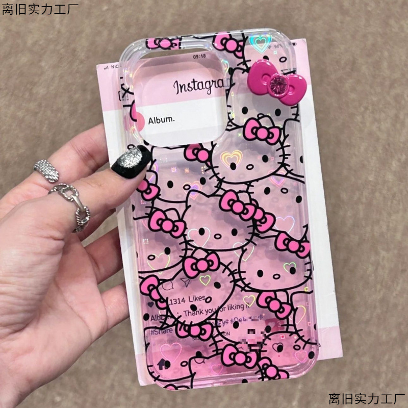 漫画のグラデーションピンクの子猫の携帯電話ケースに適したオールインクルーシブの女の子のトレンド|undefined