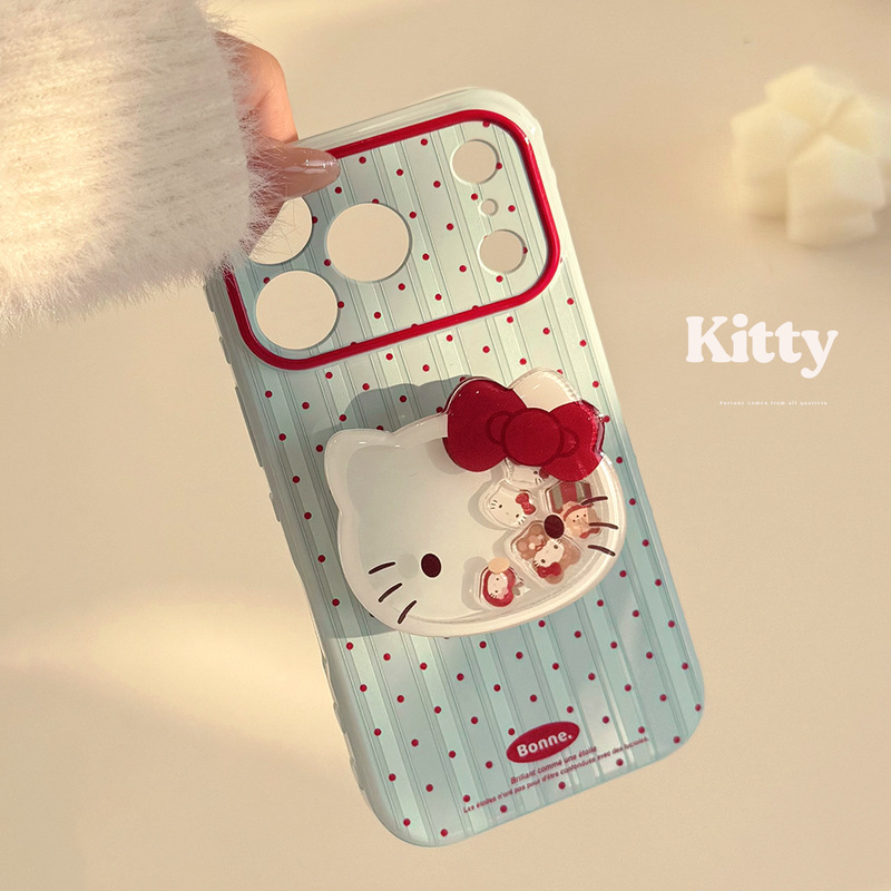 【Tower】Cat Rocking Stand Case for iPhone 17 Pro Max, Compatible with Apple 16, Wine Red Polka Dot 11 Soft Case