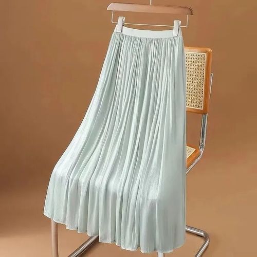 Elegant Flowing Sheer A-line Skirt for Women 2025 Spring Sheer A-line Skirt with Large Swing Hem and Droopy Medium-length Skirt