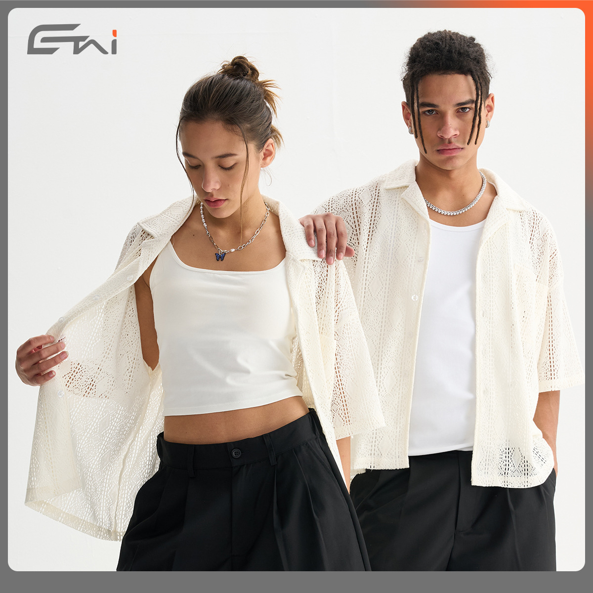 ETAI Hombre| Camisas de gancho de malla de moda de moda de verano de camisa de encaje casual de hombre