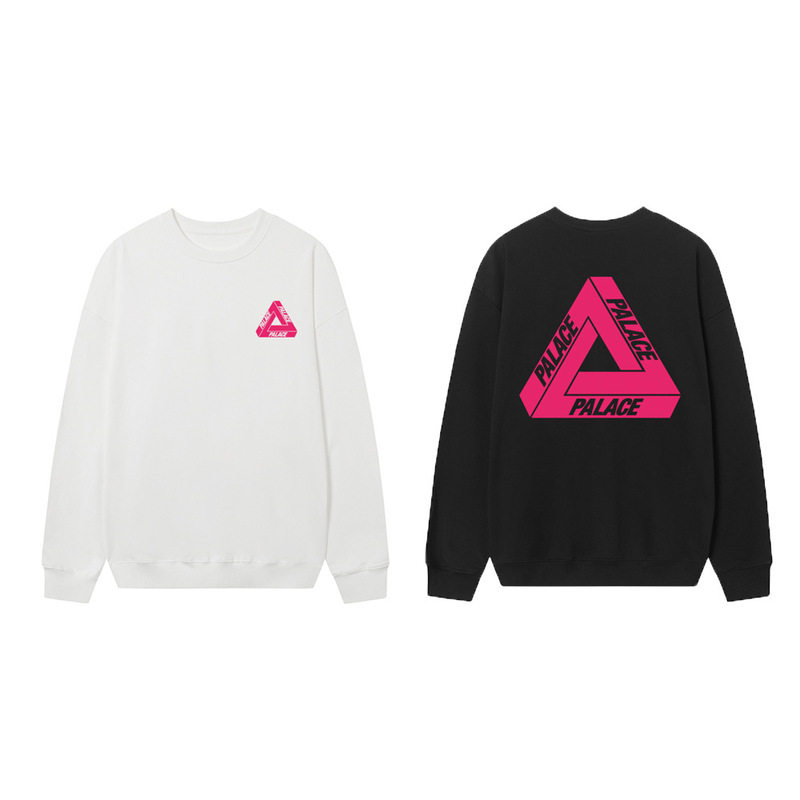 Fashionable Brand Palace Classic Pink Large Triangle Logo Printed Men's and Women's Loose and Versatile Autumn and Winter Round Neck Sweatshirts
