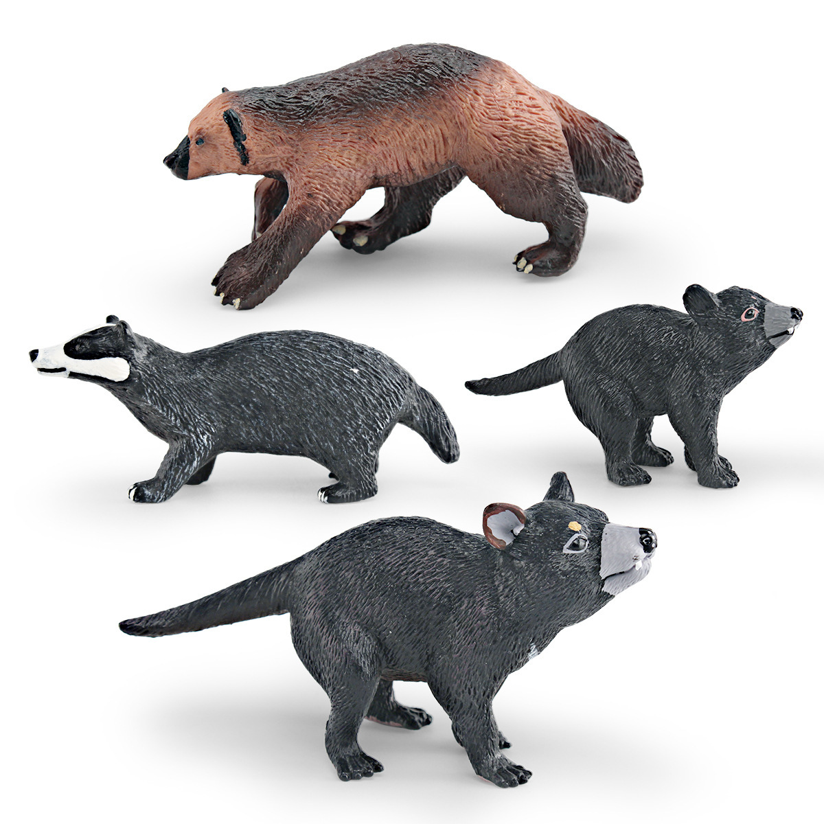 Transfronteriza venta caliente para niños simulación de juguetes modelo de animal forestal sólido cabeza plana tejon de miel modelo decoración creativa