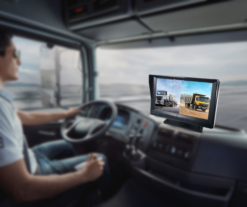 Two-Channel Monitoring Dashcam with Dual Recording Display for Front and Rear, Bus Reversing Image, 12V/24V, No Installation Required