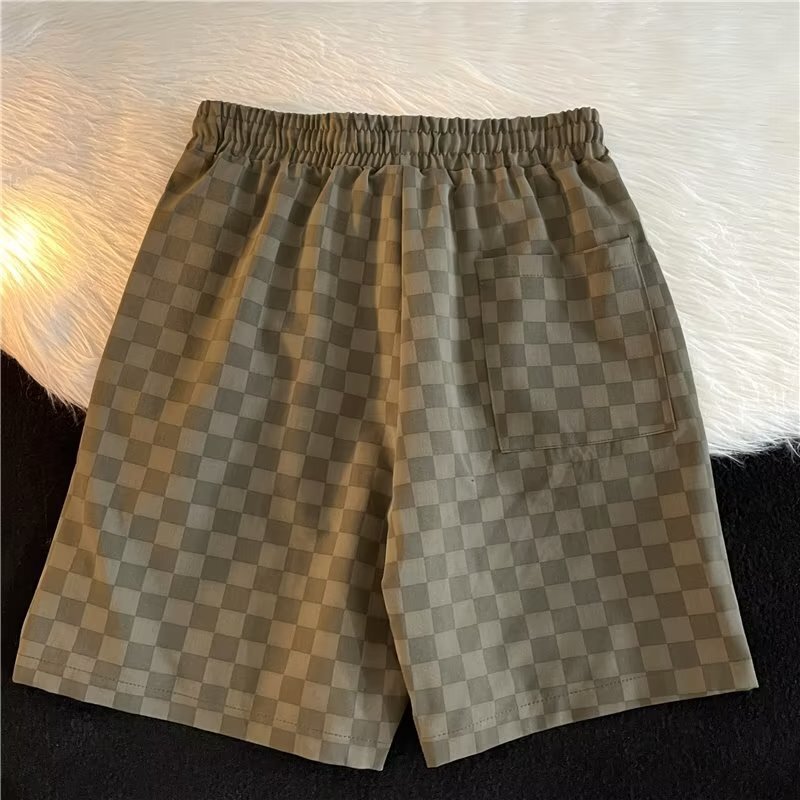 Casual Sweatpants American Retro Street Checkerboard Straight Casual Versatile Men's and Women's Sports High Street Shorts Men