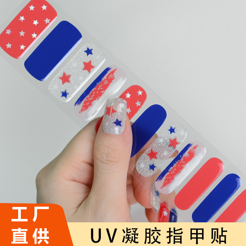 Cross-Border Easter Independence Day St. Patrick's Day Nail Art Uv Gel Nail Stickers Light-Cured Semi-Cured Stickers Ins-Style Nail Art