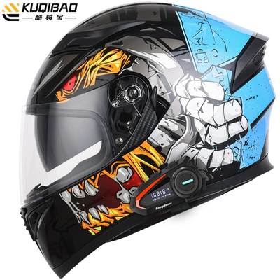 Motosiklet kaskı (dəbilqə) — Safety Gray 3C Certification - maniac-blue-with-k20-bluetooth-m