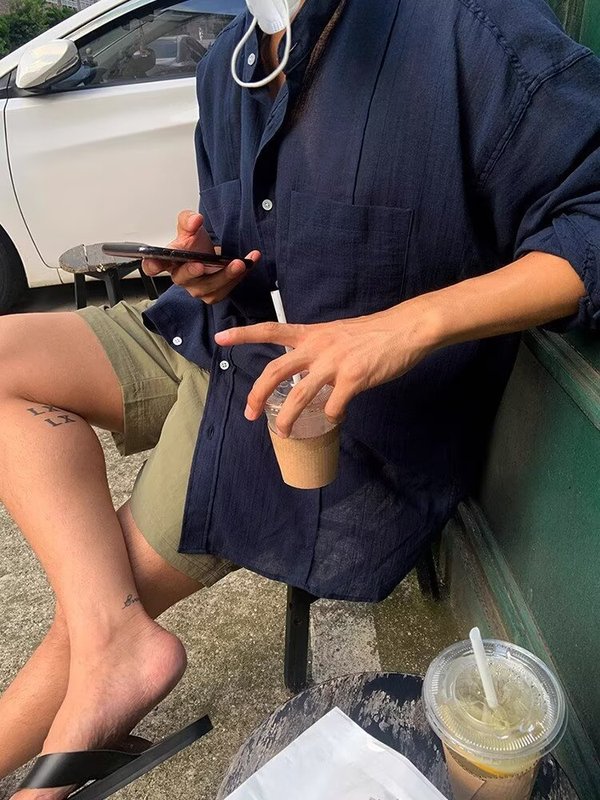 立领棉麻衬衫男慵懒松弛感宽松长袖防晒开衫亚麻肌理感工装衬衣潮|undefined