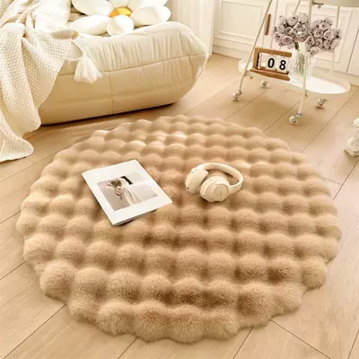 Summer and Winter Style Pure – Car Carpet - mushroom-color-thick-bubble-velvet-35cm-round