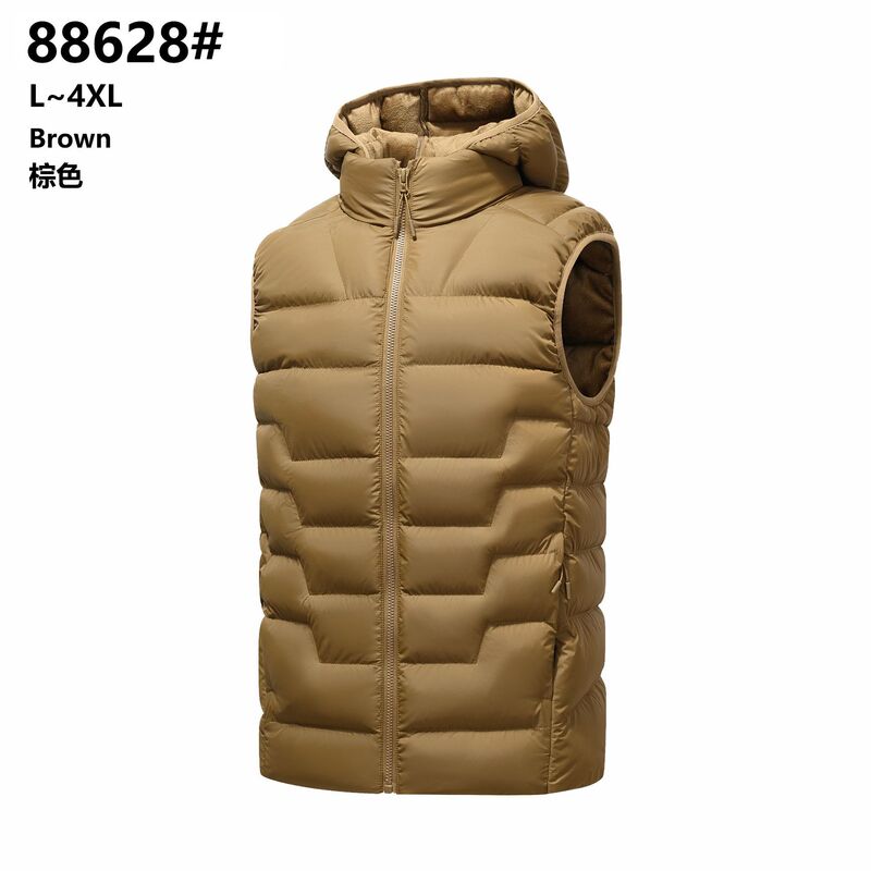 New casual down cotton vest for men, hooded lightweight cotton jacket, imitation down quality cross-border vest coat New casual down cotton vest for men, hooded lightweight cotton jacket, imitation down quality cross-border vest coat