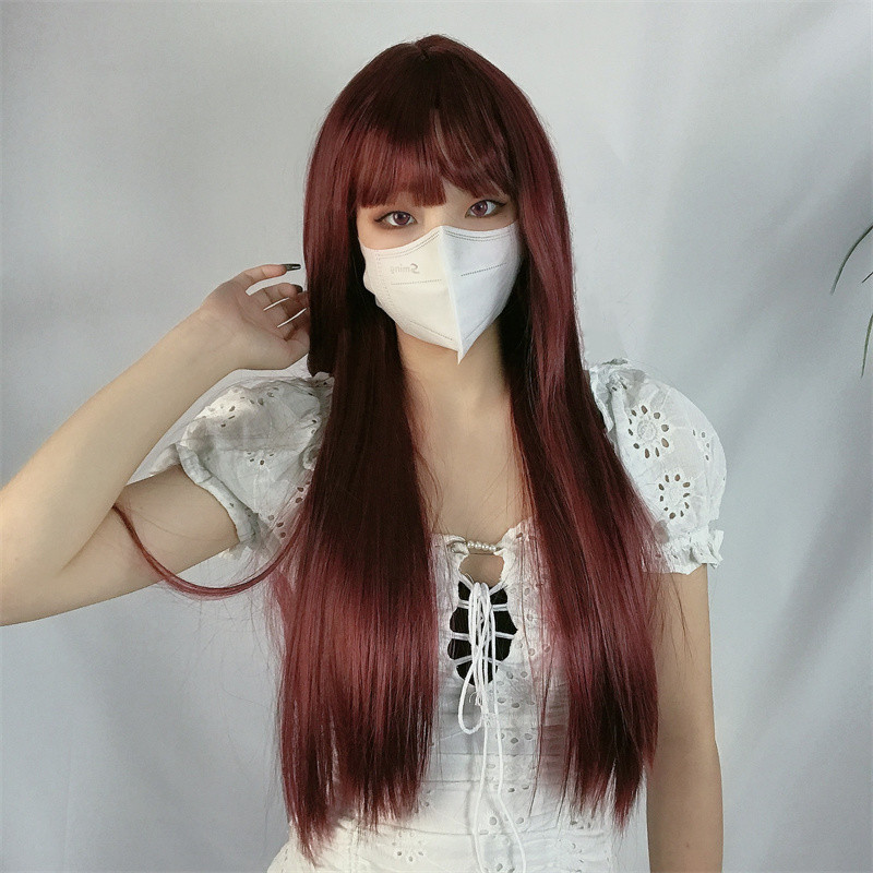 Women's Fashion Street High Temperature Wire Air Bangs Long Straight Hair Wigs display picture 3