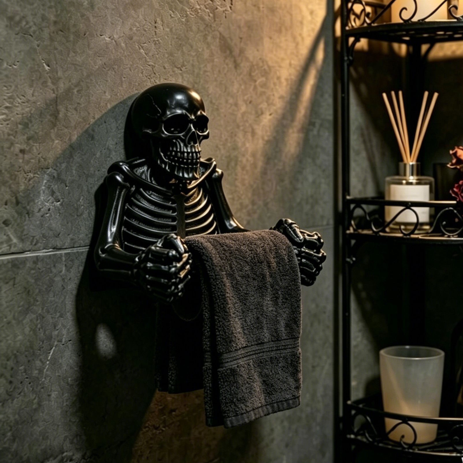 クロスボーダーレトロ樹脂製壁掛けスカルティッシュペーパーホルダー、ハロウィンロールペーパーホルダー、リビングルーム、寝室、ナプキンペーパーホルダー、装飾品