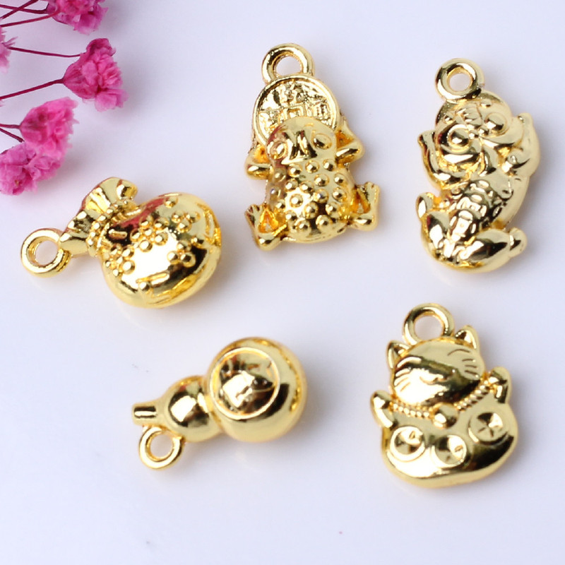 18K gold-wrapped color-preserving jewelry accessories lucky cat Lucky Bag DIY handmade material bracelet pendant pendant