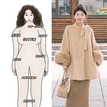 冬装搭配一整套大码胖毛呢外套裙子温柔减龄小香风感套装女