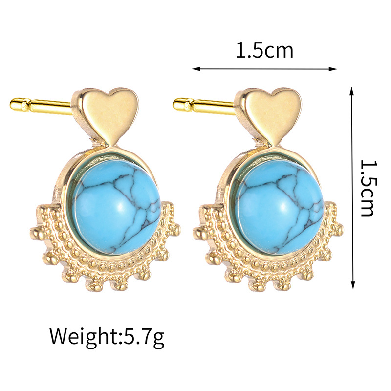 Fashion Geometric Stainless Steel Earrings Plating Turquoise Stainless Steel Earrings