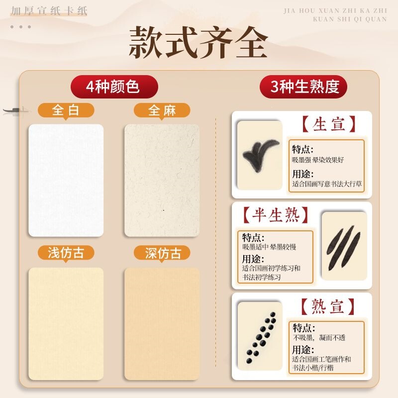 Picture Frame Card Paper, Chinese Painting Paper, All-White, All-Hemp, Mirror Surface Rice Paper, 5inch 7inch Sheets of Raw Rice Paper, Semi-Raw Rice Paper, Semi-Processed Rice Paper, Specially Designed for Calligraphy Works Picture Frame Card Paper, Chinese Painting Paper, All-White, All-Hemp, Mirror Surface Rice Paper, 5inch 7inch Sheets of Raw Rice Paper, Semi-Raw Rice Paper, Semi-Processed Rice Paper, Specially Designed for Calligraphy Works