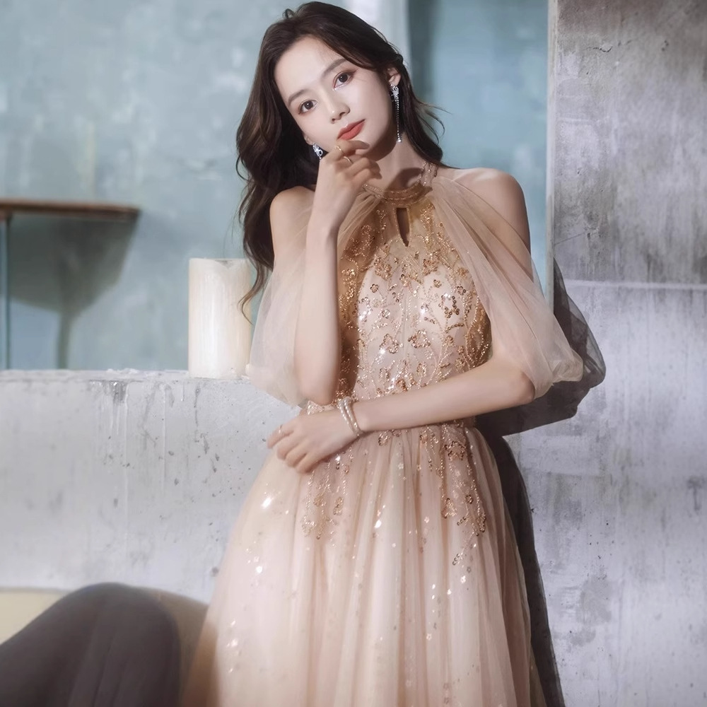 Vestidos de noche de alta gama para mujer, elegantes y lujosos, de estilo exclusivo y etéreo, ideales para estudiantes, anfitrionas y actuaciones de coros.