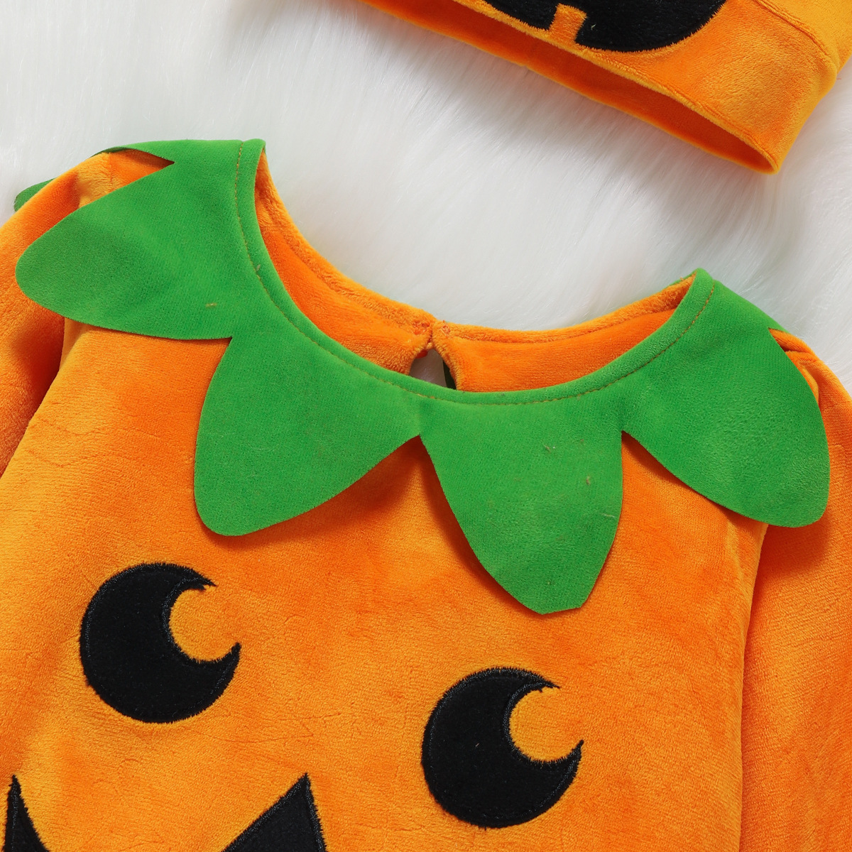 Ropa exclusiva transfronteriza para niños mono de bebé de Halloween sombrero de calabaza europeo y americano mameluco de manga larga traje de tres piezas