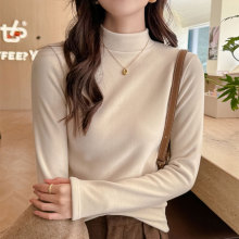 Q严选德绒半高领打底衫女冬洋气内搭2025新款加绒加厚上衣高级感