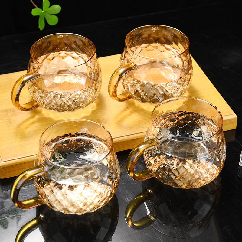 hermosa taza de vidrio de diamante casera de alto valor de agua, taza de desayuno, taza de leche, taza de menú, sensación de alto nivel