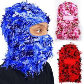 跨境爆款单孔针织面罩派对搞怪腈纶毛线巴拉克拉法帽户外保暖头套