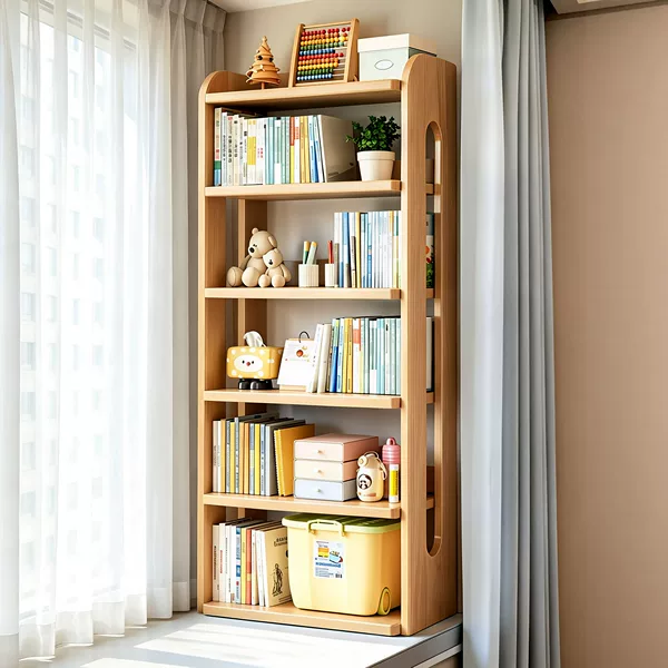 Bay Window Storage Rack, Household Multi-Layer Storage Rack, Floor-Standing Storage Rack, All-Solid Wood Small Bookshelf, Balcony Small Display Rack