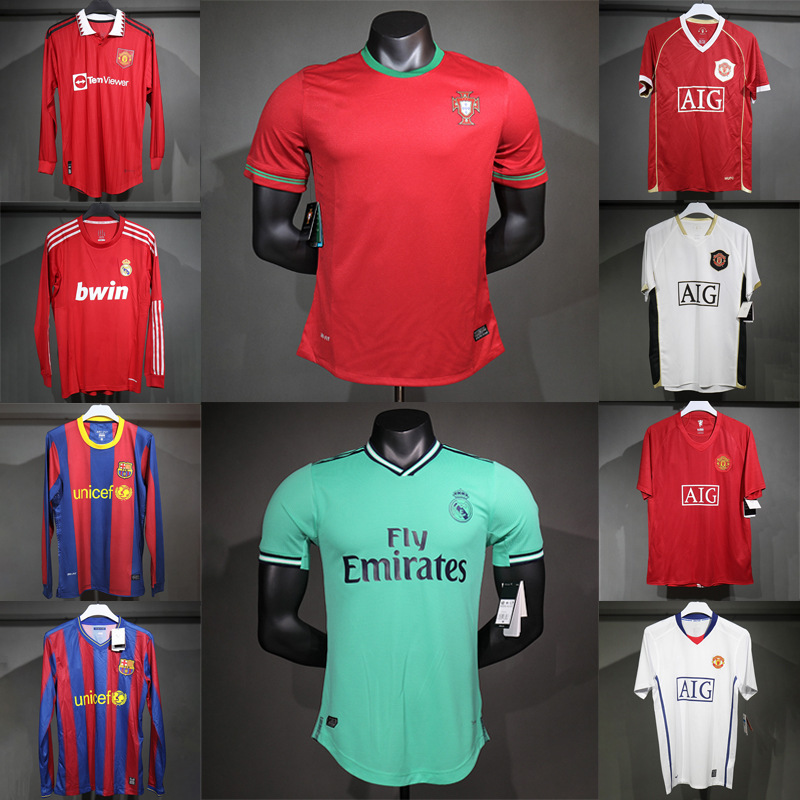Retro Player Version Jersey 0809 Manchester United 7 Good Ronaldo Long-Sleeved Barcelona Argentina Real Madrid Juventus Football Sportswear