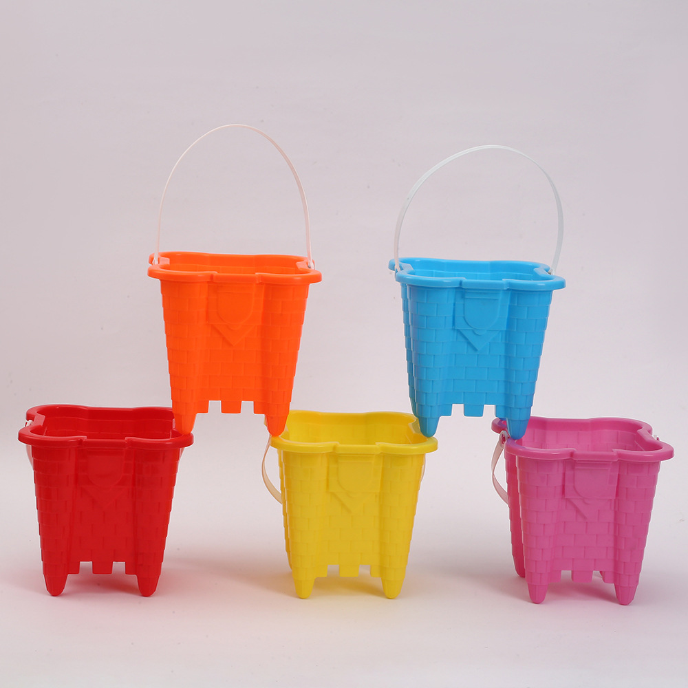 新版沙滩城堡桶户外戏水儿童手提桶挖沙玩雪塑料玩具桶厂家批发