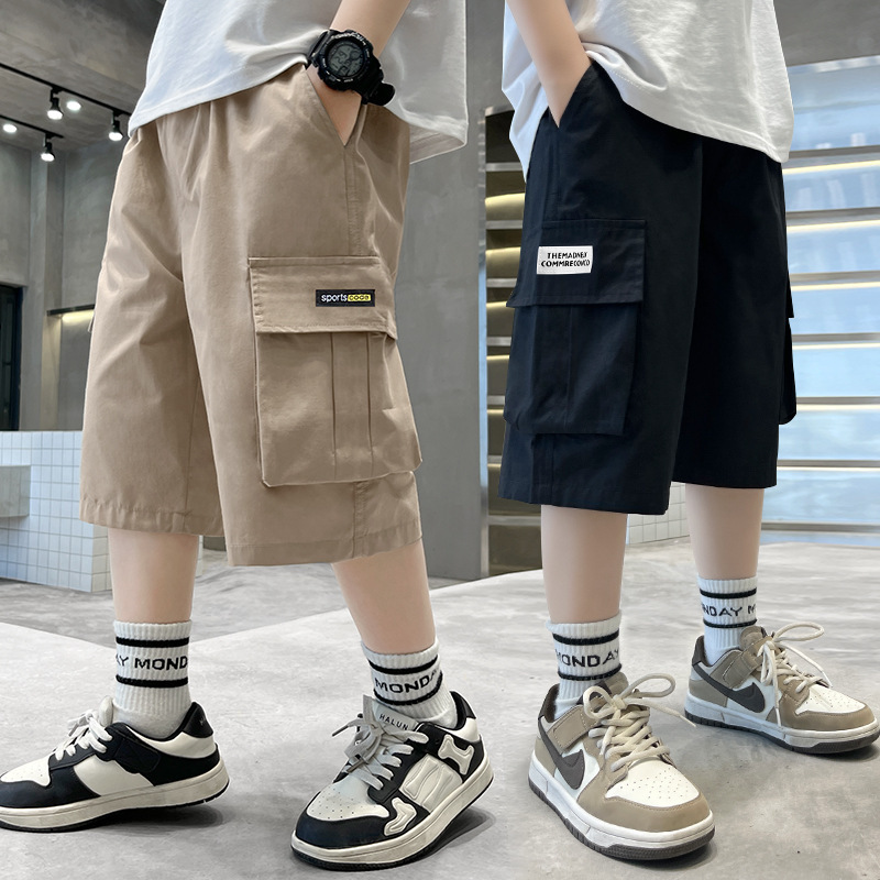 Dropshipping Boys' Pants 2026 Summer Cargo Pants Thin Casual Children's Shorts Korean Style Five-Point Pants Cross-Border