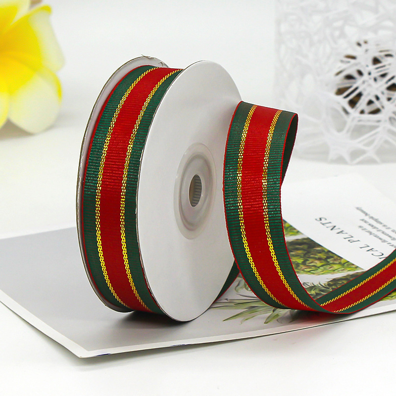 Fábrica al por mayor cinta de Navidad embalaje de regalo cinta de borde dorado rayas para hornear cinta de pastel decorativo image 8