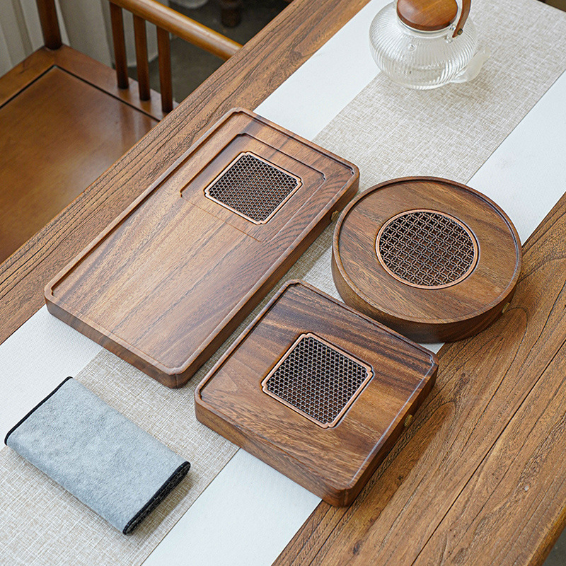 Wooden Tea Tray for Both Dry and Wet Use, Dry Tea Brewing Table, Travel Tea Tray, Tea Set Tray with Drainage, Kung Fu Tea Set, Bamboo Tea Tray