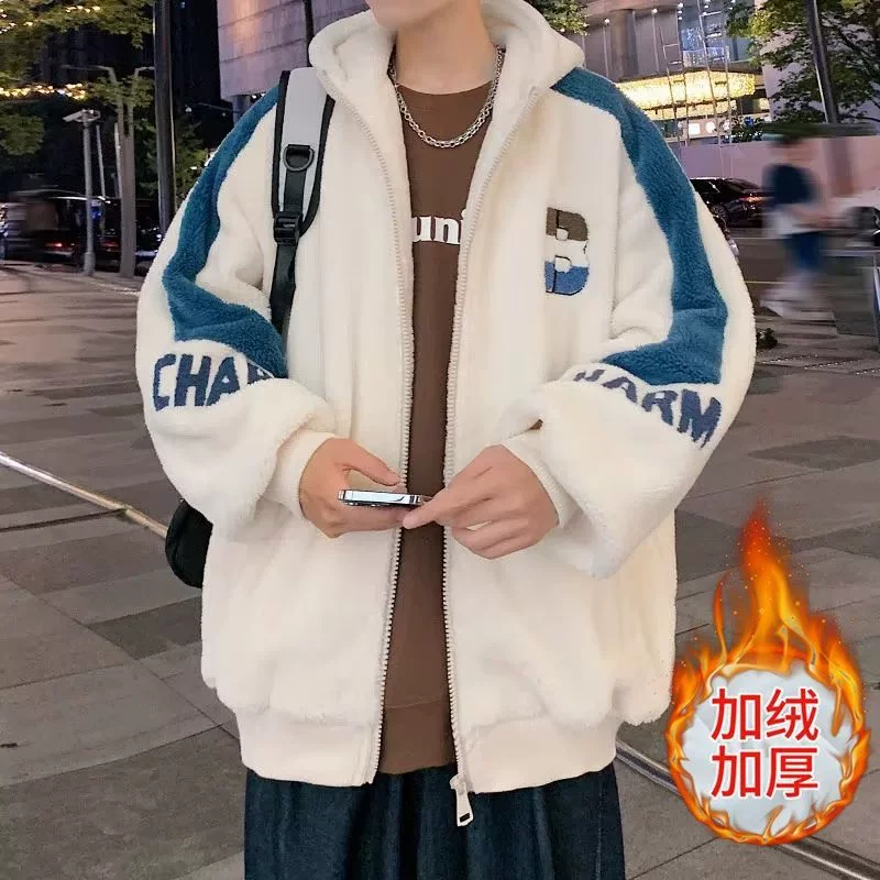 Трансграничная осень и зима новый кашемир утолщенные кашемир теплый с капюшоном вышивка дикая мода студенческая повседневная куртка