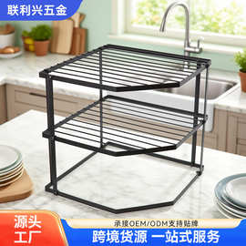 落地式置物架锅具收纳架厨房下水槽台面整理架新款三层转角沥水架
