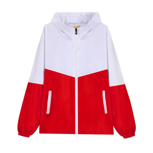 Custom-printed logo embroidery windbreaker with hood for social workers' autumn/winter workwear, advertising, and custom windbreaker order.