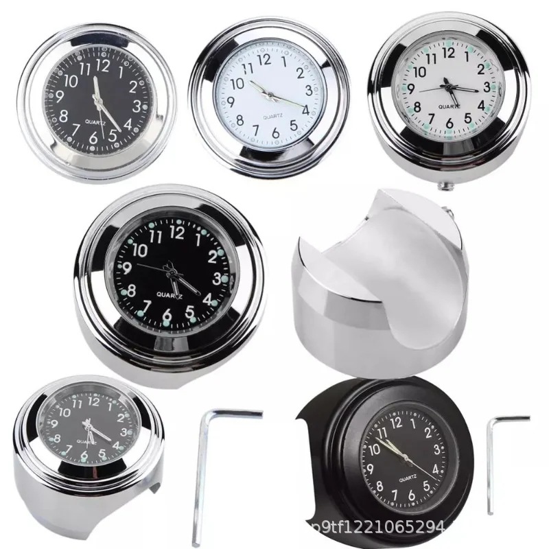 Motorcycle Dustproof Quartz Clock Aluminum Alloy Handlebar Motorcycle Luminous Timetable Universal Car Clock Handlebar Watch