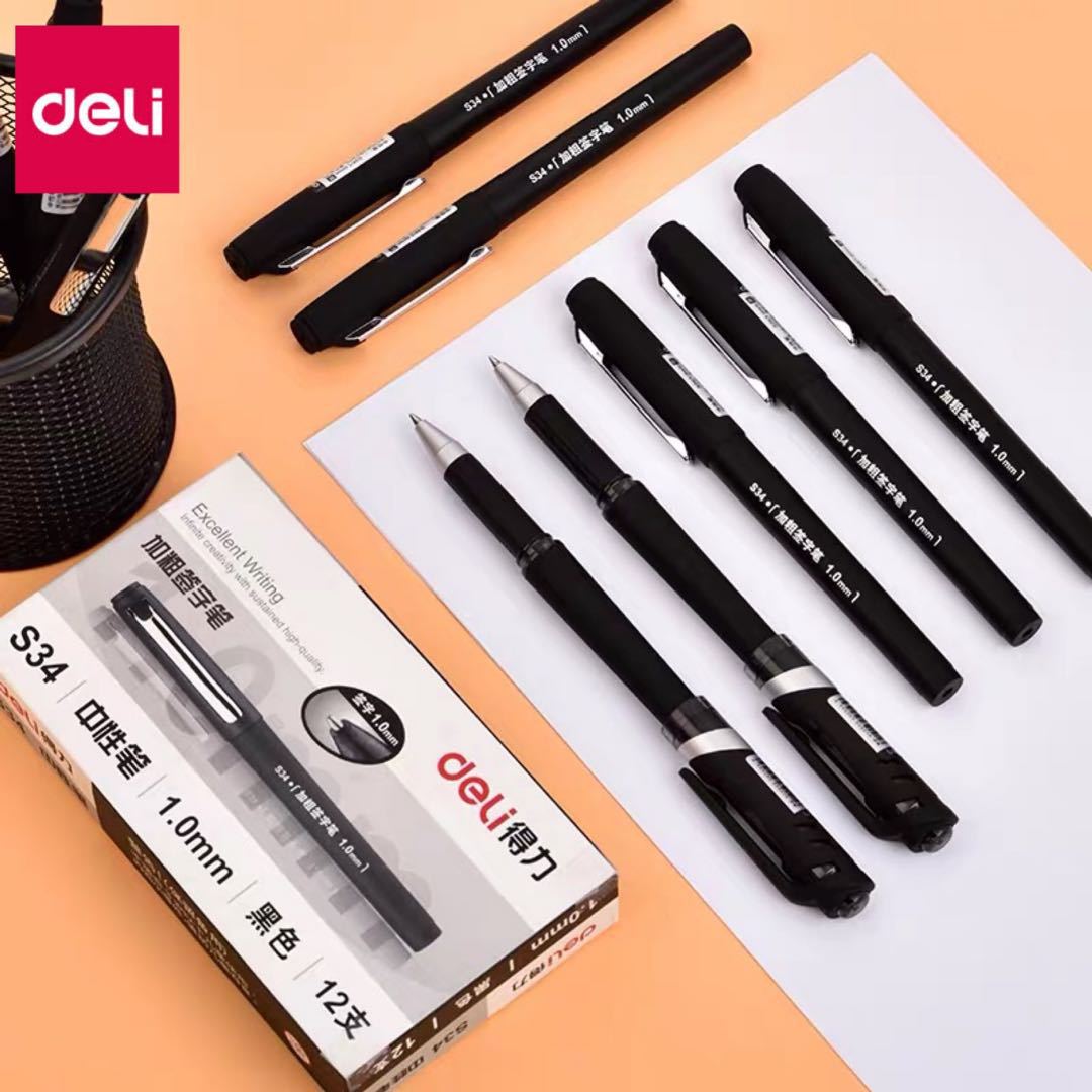 Deli S34 pluma del gel/pluma negra del agua/pluma de la firma/pluma del agua/tipo del negocio/pluma helada/pluma del agua del carbono 1,0 m