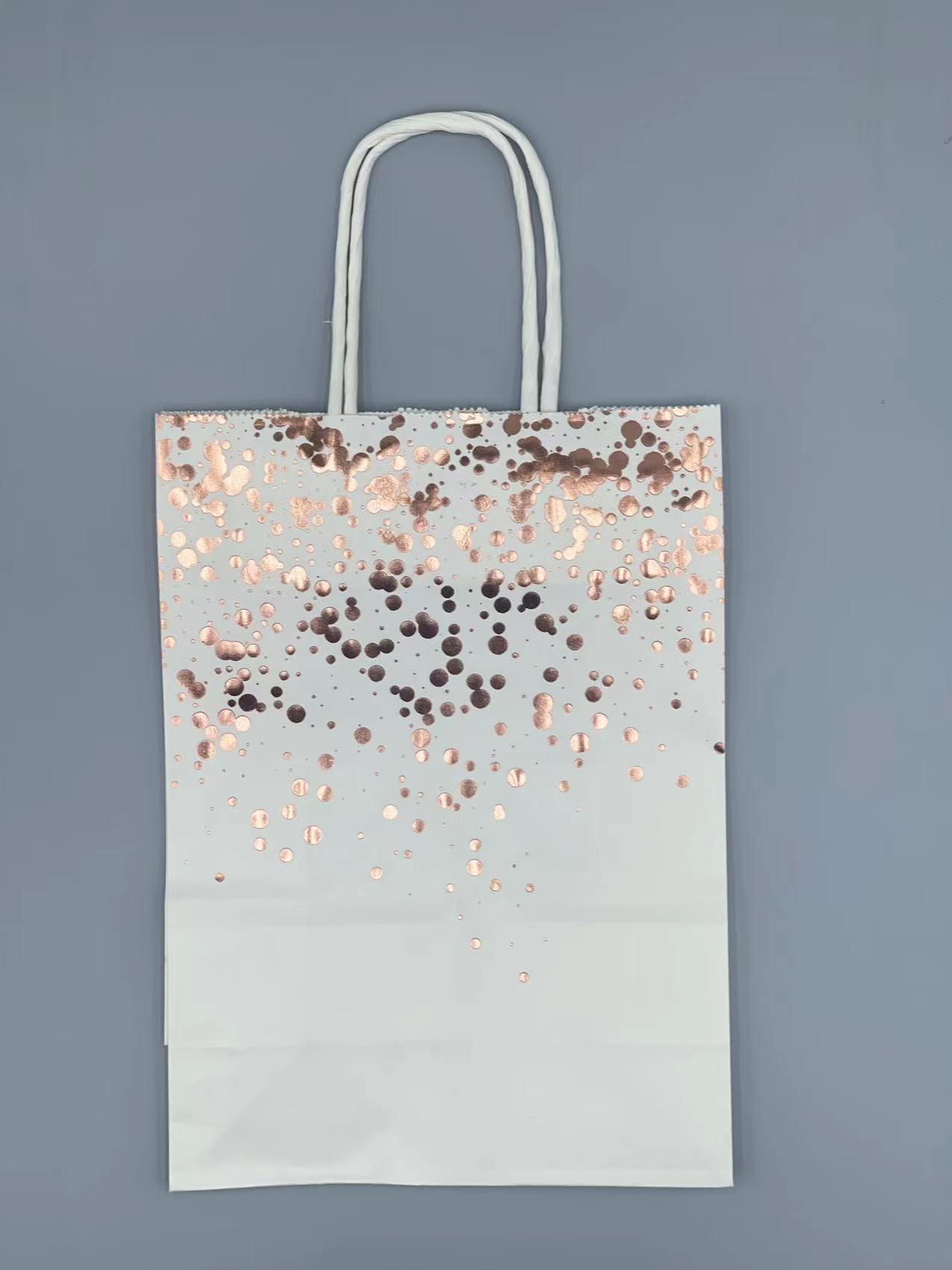 Piel de vaca blanca --- punto superior --- oro rosa; 16*22*8cm