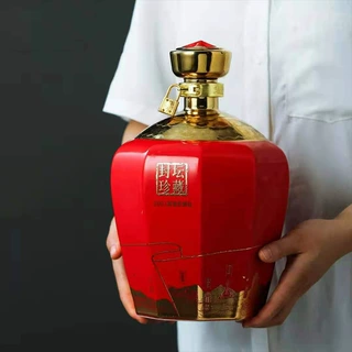 景德镇陶瓷酒坛 密封5斤大红盛世封藏礼盒装2.5L金属空酒瓶