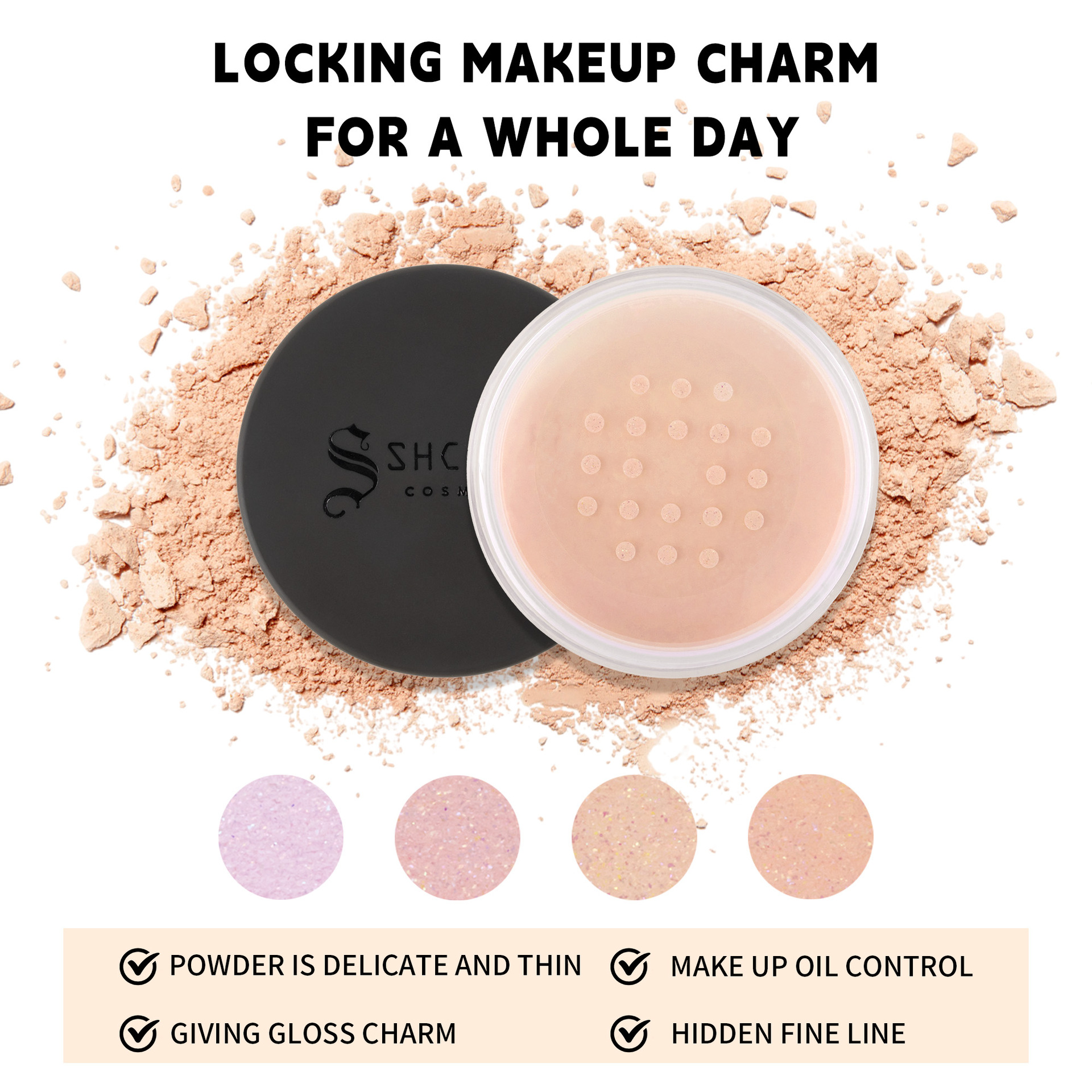 SHCOETY Pearl Light Powder is waterproof, sweat-proof, non-smudging, concealing loose powder, fine flash, contouring and setting powder, cross-border makeup Application Scenario