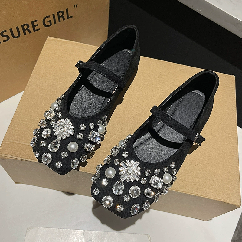 Французский фея ветер серебряные блестки Мэри Джейн обувь женская весна 2025 новая модель с юбкой на плоском каблуке